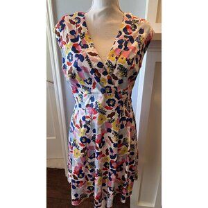 Boden Clemmie Floral Fit And Flare Cross Over V-Neck Dress Women's Size 8